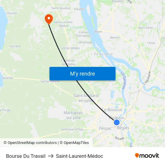 Bourse Du Travail to Saint-Laurent-Médoc map