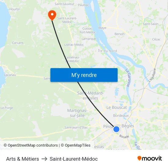 Arts & Métiers to Saint-Laurent-Médoc map