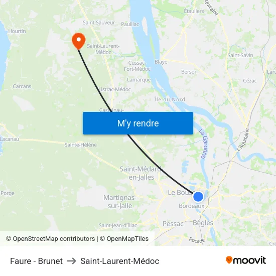 Faure - Brunet to Saint-Laurent-Médoc map