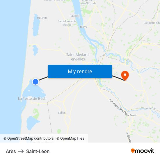 Arès to Saint-Léon map