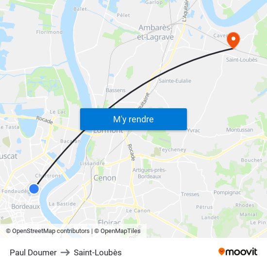 Paul Doumer to Saint-Loubès map