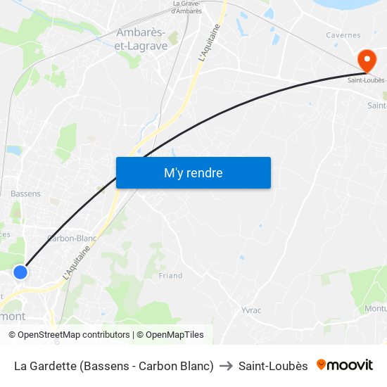 La Gardette (Bassens - Carbon Blanc) to Saint-Loubès map