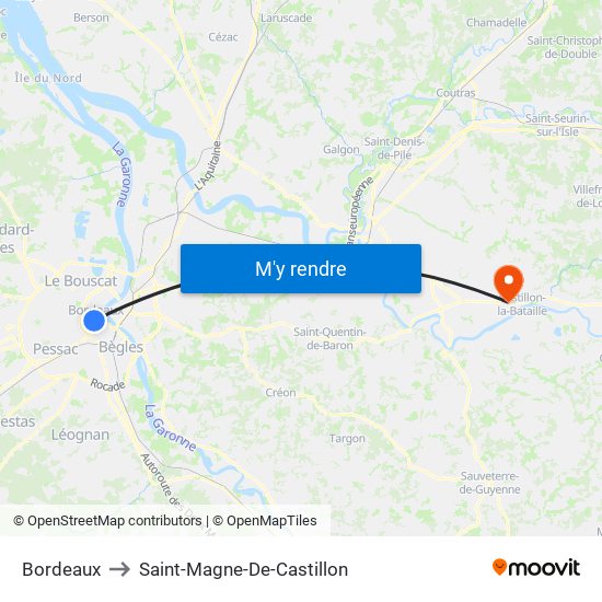 Bordeaux to Saint-Magne-De-Castillon map