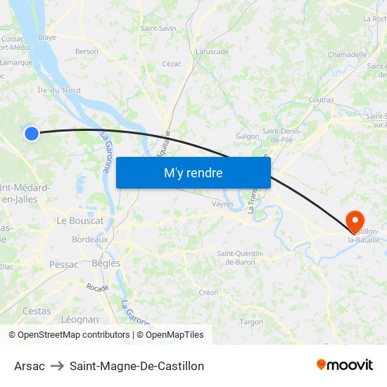 Arsac to Saint-Magne-De-Castillon map