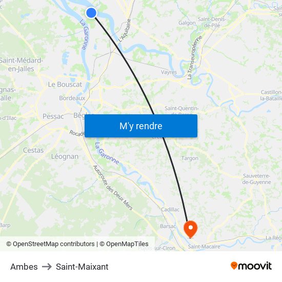 Ambes to Saint-Maixant map