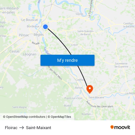 Floirac to Saint-Maixant map
