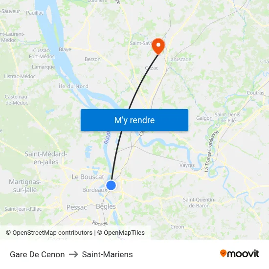 Gare De Cenon to Saint-Mariens map