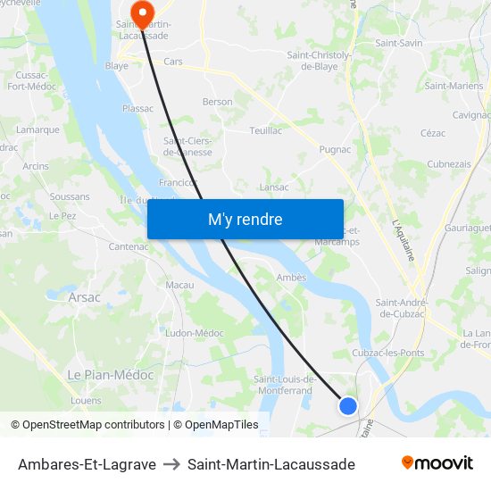 Ambares-Et-Lagrave to Saint-Martin-Lacaussade map