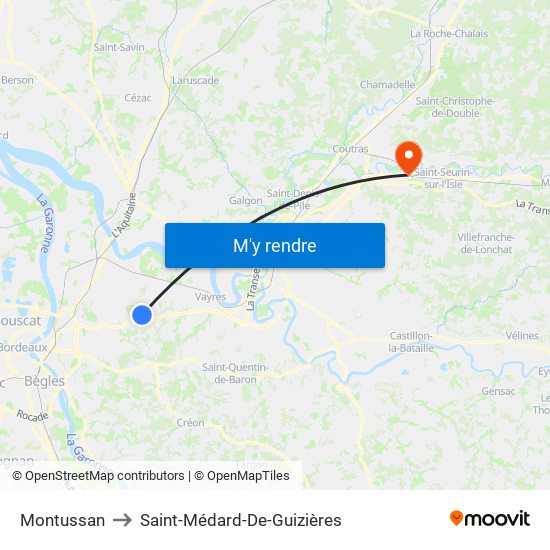 Montussan to Saint-Médard-De-Guizières map