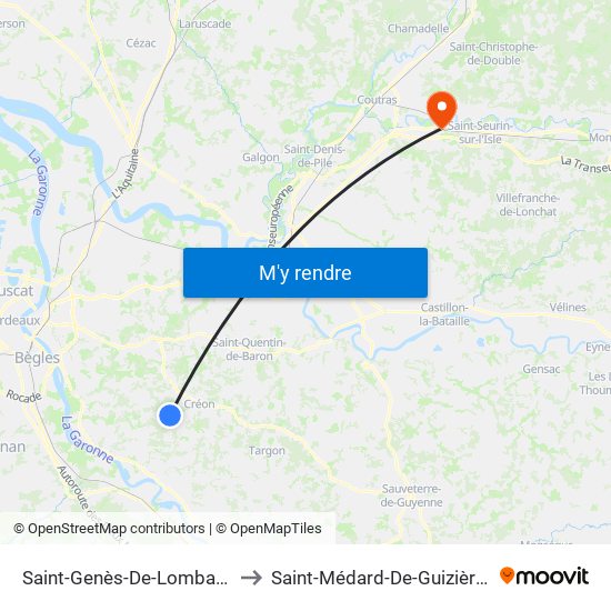 Saint-Genès-De-Lombaud to Saint-Médard-De-Guizières map