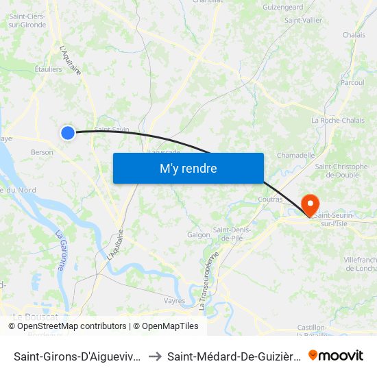 Saint-Girons-D'Aiguevives to Saint-Médard-De-Guizières map