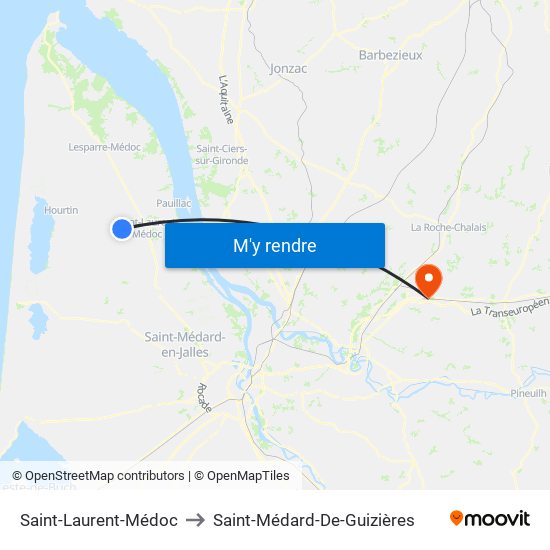 Saint-Laurent-Médoc to Saint-Médard-De-Guizières map