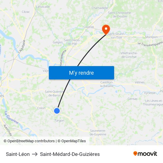 Saint-Léon to Saint-Médard-De-Guizières map