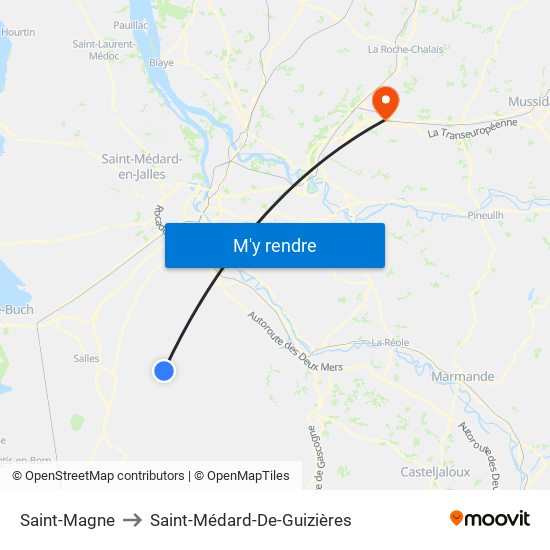 Saint-Magne to Saint-Médard-De-Guizières map