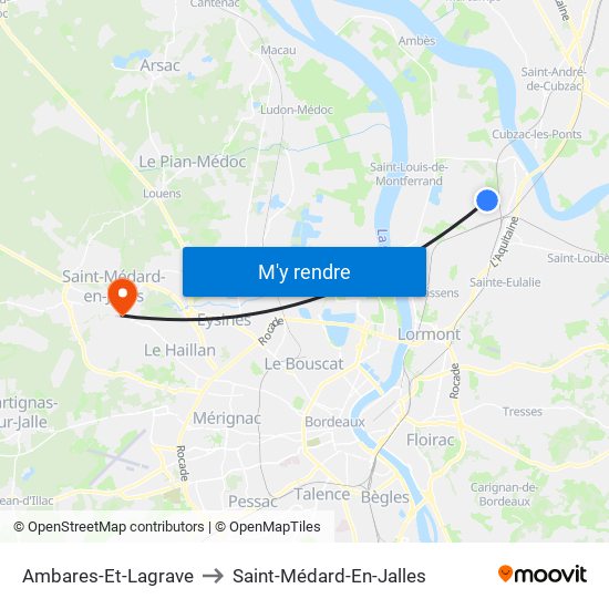 Ambares-Et-Lagrave to Saint-Médard-En-Jalles map