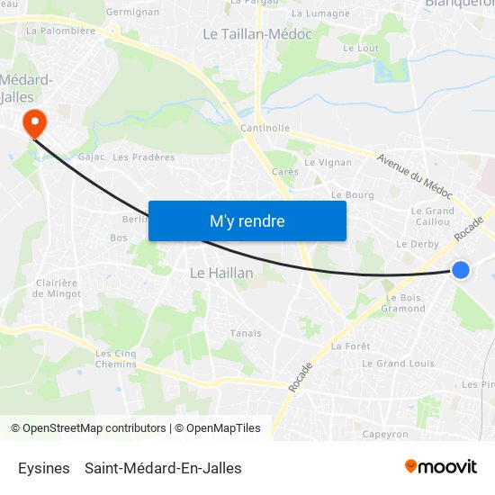 Eysines to Saint-Médard-En-Jalles map