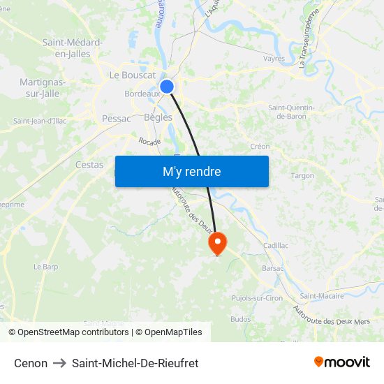 Cenon to Saint-Michel-De-Rieufret map