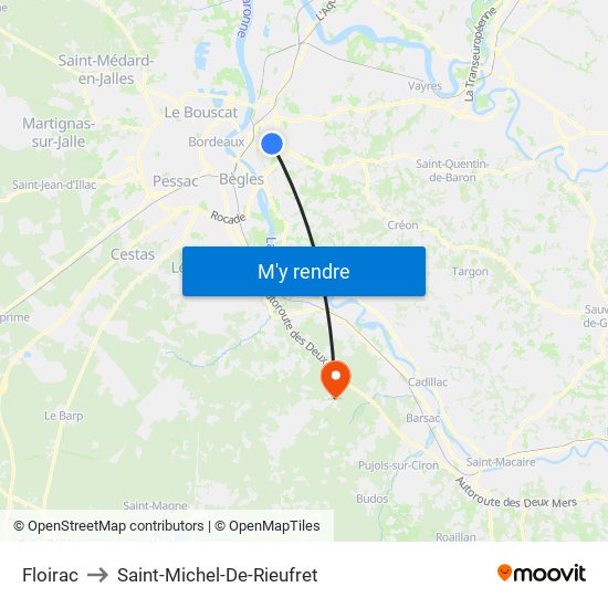 Floirac to Saint-Michel-De-Rieufret map