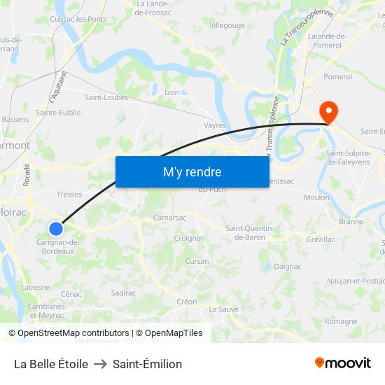 La Belle Étoile to Saint-Émilion map