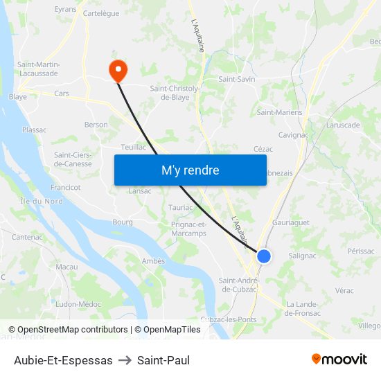 Aubie-Et-Espessas to Saint-Paul map