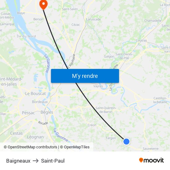 Baigneaux to Saint-Paul map