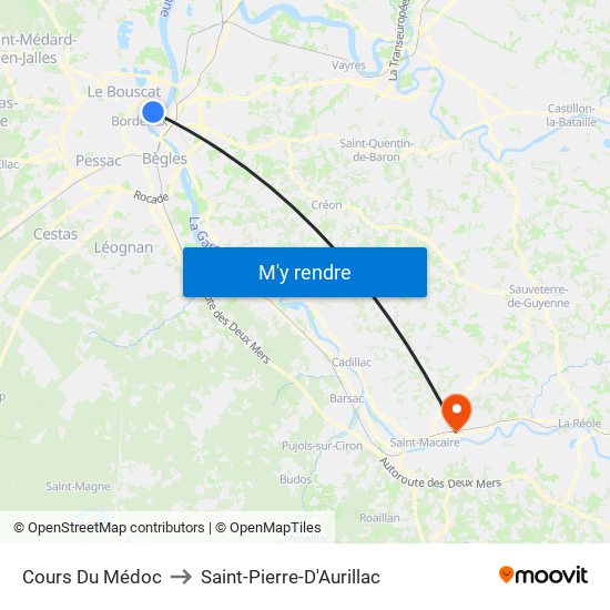 Cours Du Médoc to Saint-Pierre-D'Aurillac map