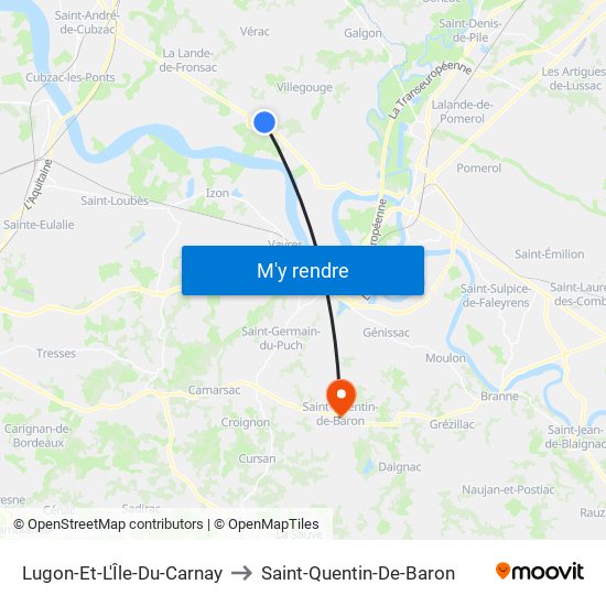 Lugon-Et-L'Île-Du-Carnay to Saint-Quentin-De-Baron map