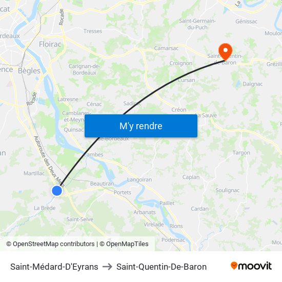 Saint-Médard-D'Eyrans to Saint-Quentin-De-Baron map