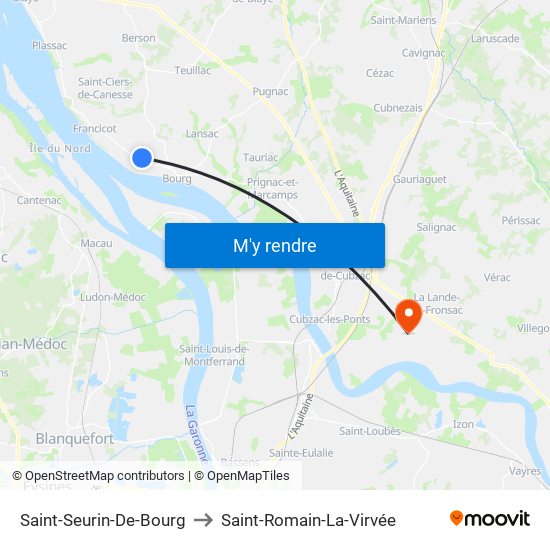 Saint-Seurin-De-Bourg to Saint-Romain-La-Virvée map