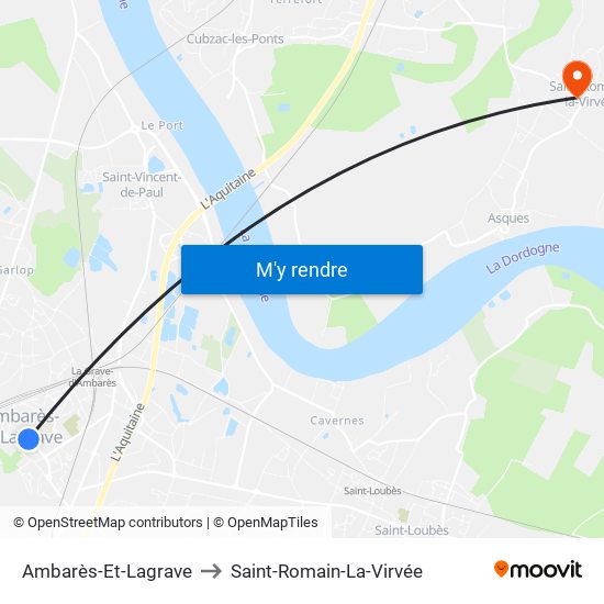 Ambarès-Et-Lagrave to Saint-Romain-La-Virvée map