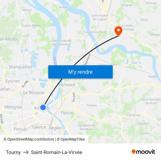 Tourny to Saint-Romain-La-Virvée map