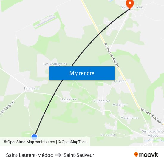 Saint-Laurent-Médoc to Saint-Sauveur map