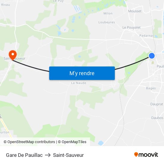 Gare De Pauillac to Saint-Sauveur map