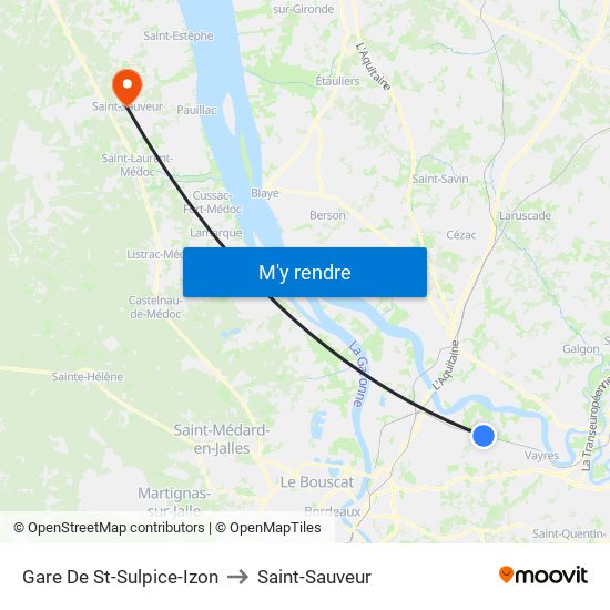 Gare De St-Sulpice-Izon to Saint-Sauveur map