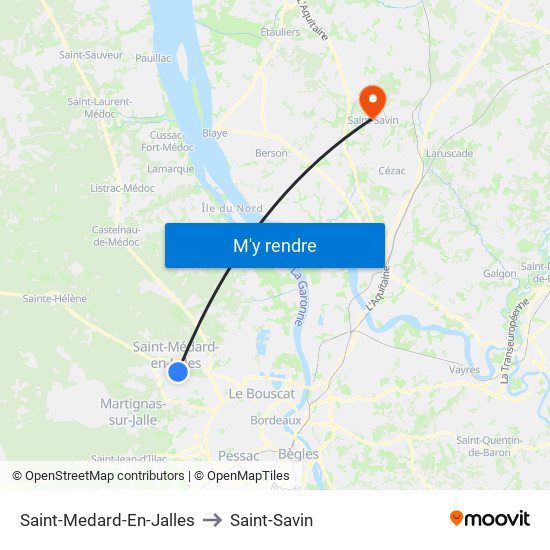 Saint-Medard-En-Jalles to Saint-Savin map