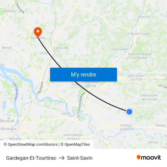 Gardegan-Et-Tourtirac to Saint-Savin map