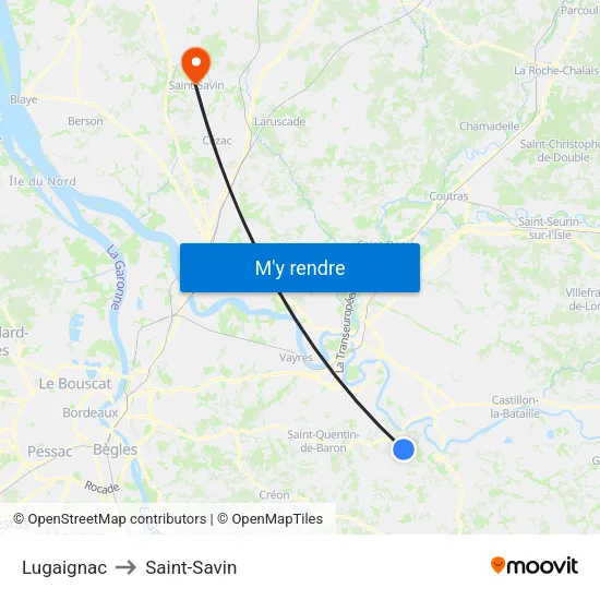 Lugaignac to Saint-Savin map