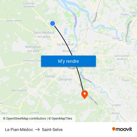 Le Pian-Médoc to Saint-Selve map