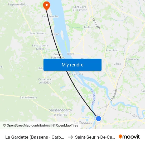 La Gardette (Bassens - Carbon Blanc) to Saint-Seurin-De-Cadourne map