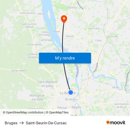 Bruges to Saint-Seurin-De-Cursac map