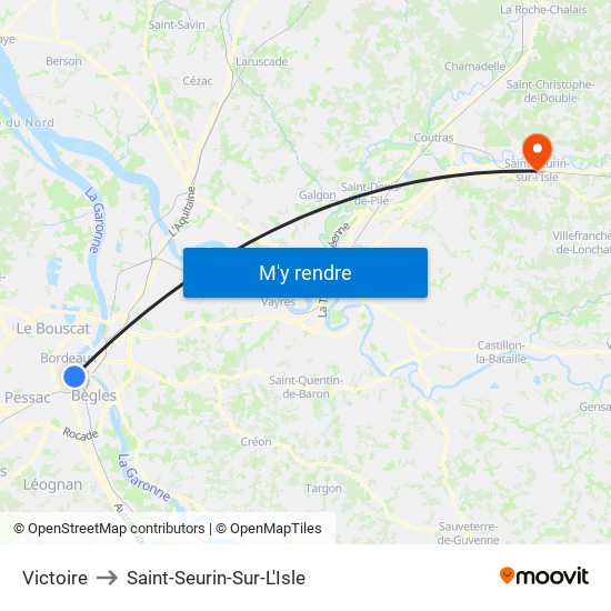 Victoire to Saint-Seurin-Sur-L'Isle map