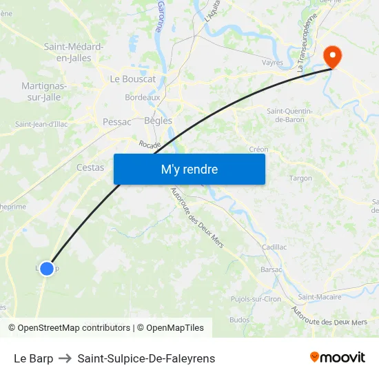 Le Barp to Saint-Sulpice-De-Faleyrens map