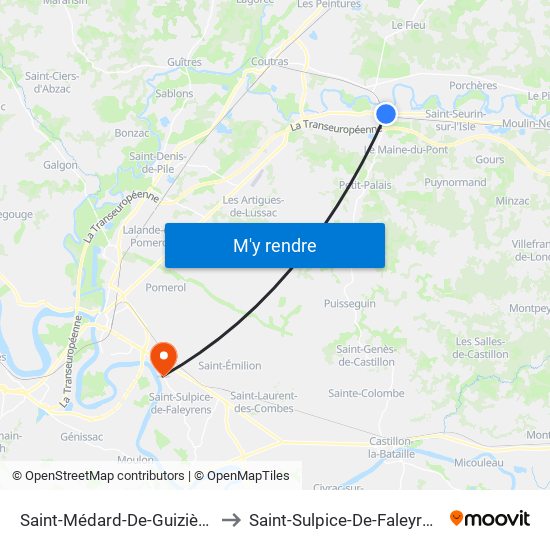 Saint-Médard-De-Guizières to Saint-Sulpice-De-Faleyrens map