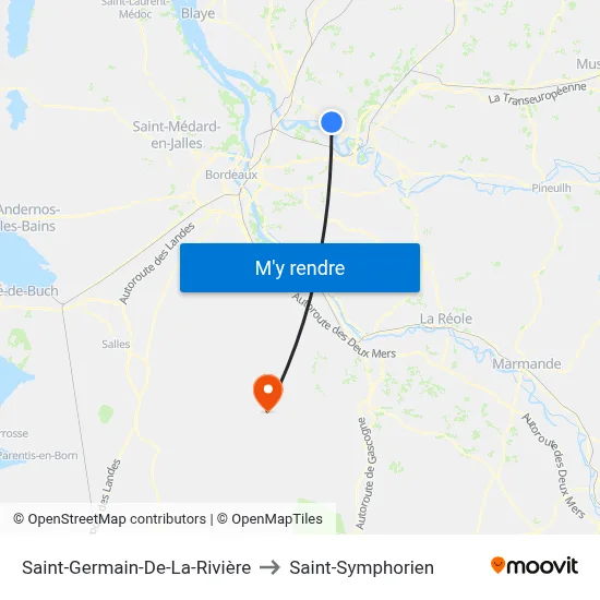 Saint-Germain-De-La-Rivière to Saint-Symphorien map