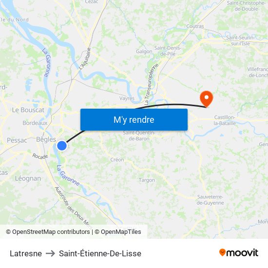 Latresne to Saint-Étienne-De-Lisse map