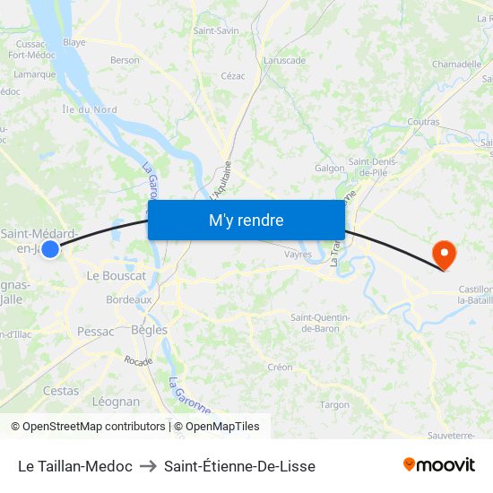 Le Taillan-Medoc to Saint-Étienne-De-Lisse map