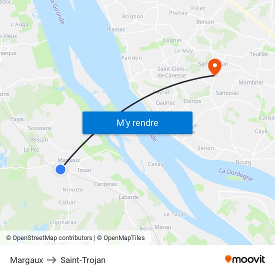 Margaux to Saint-Trojan map