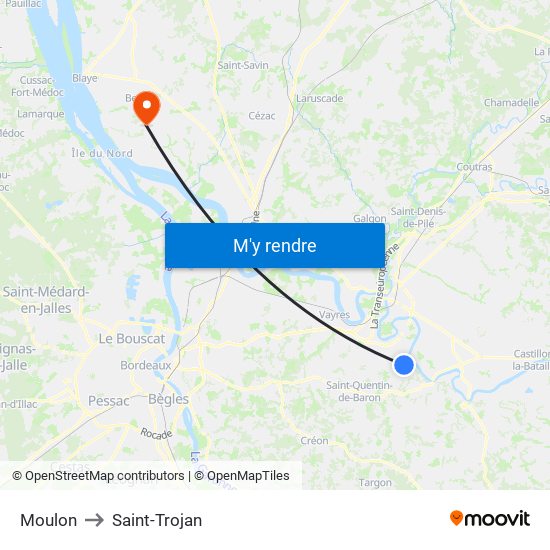 Moulon to Saint-Trojan map