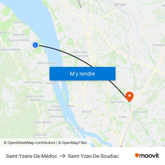Saint-Yzans-De-Médoc to Saint-Yzan-De-Soudiac map