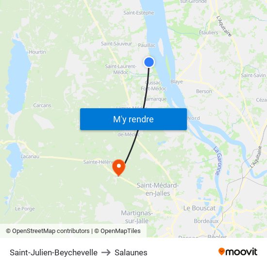 Saint-Julien-Beychevelle to Salaunes map